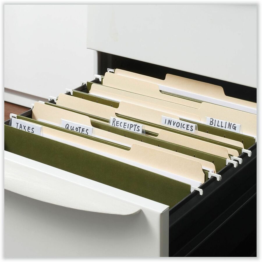 Universal 1/5 Tab Cut Letter Hanging Folder - 8 1/2" x 11" - 3" Expansion - Assorted Tab Position - 11 pt. - Stock - Standard Green - 25 Box