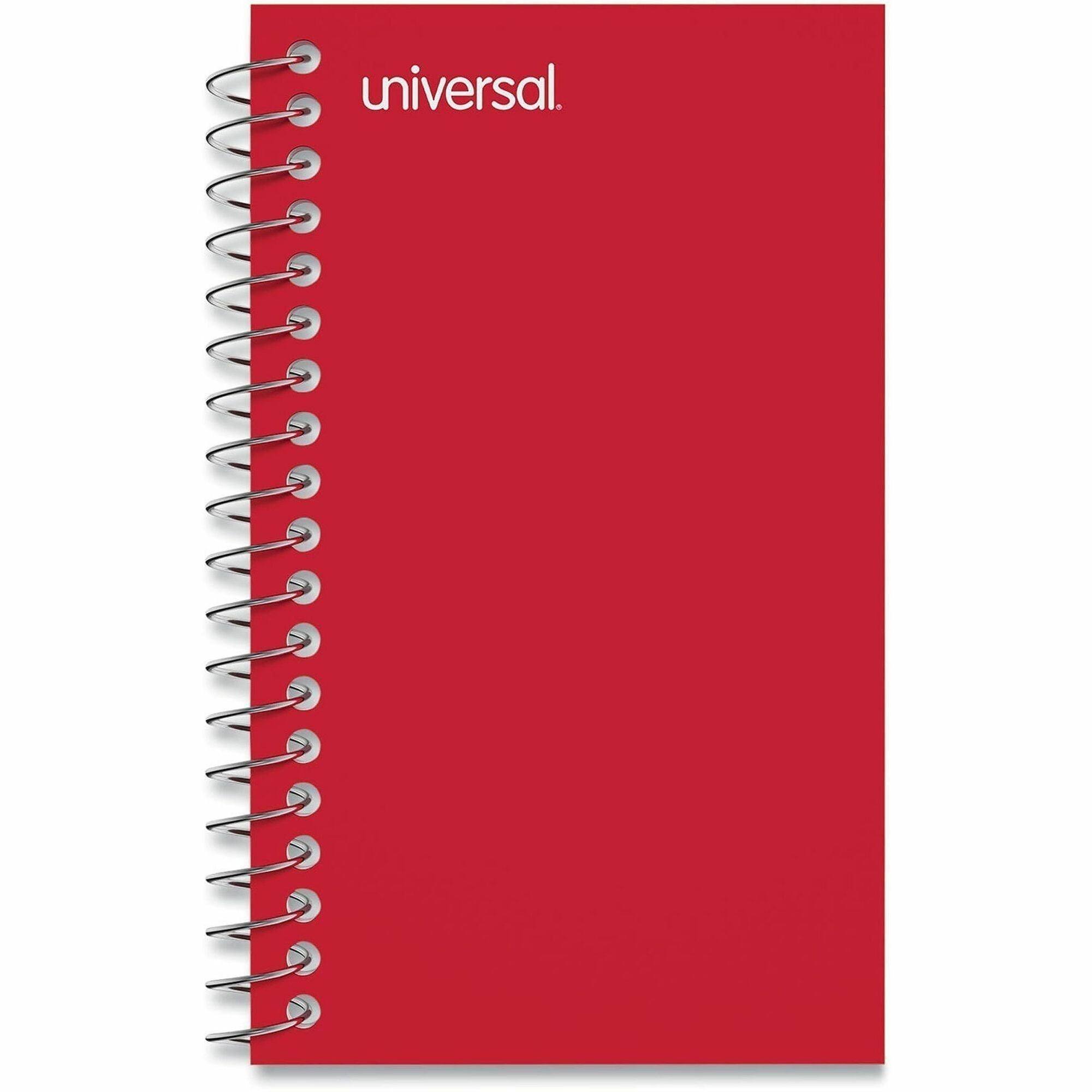 Universal Wirebound Memo Book, Narrow Rule, Red Cover, (50) 5 x 3 Sheets, 12/Pack - 1 Subject(s) - 50 Sheets - Spiral - Narrow Ruled Front Ruling - 16 lb Basis Weight - 5" Height x 3" Width - White Paper - Orange Cover - 12 / Pack