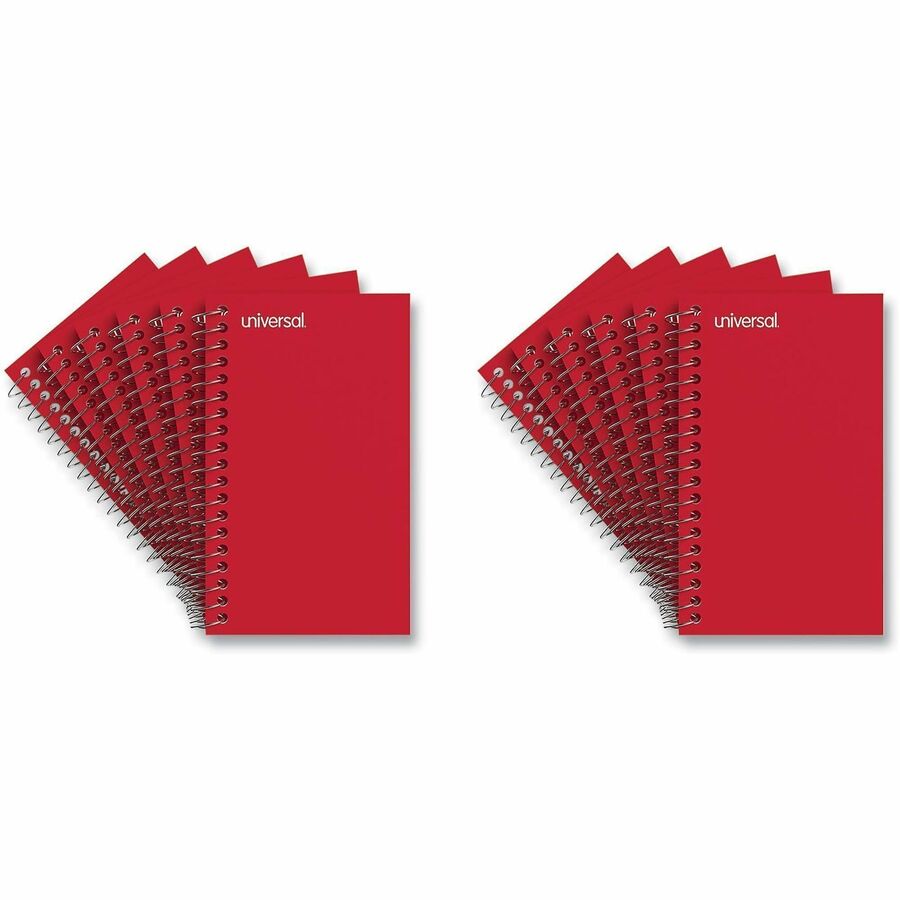 Universal Wirebound Memo Book, Narrow Rule, Red Cover, (50) 5 x 3 Sheets, 12/Pack - 1 Subject(s) - 50 Sheets - Spiral - Narrow Ruled Front Ruling - 16 lb Basis Weight - 5" Height x 3" Width - White Paper - Orange Cover - 12 / Pack