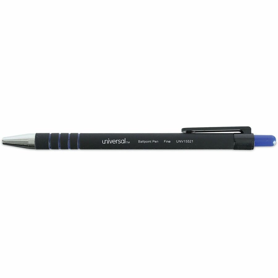 Universal Ballpoint Pen, Retractable, Fine 0.7 mm, Blue Ink, Blue Barrel, Dozen - 0.7 mm Fine Conical Pen Point - Retractable - Blue Ink - Blue Barrel - 1 Dozen