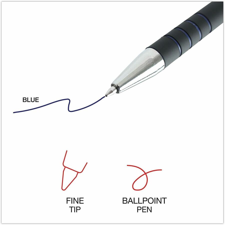 Universal Ballpoint Pen, Retractable, Fine 0.7 mm, Blue Ink, Blue Barrel, Dozen - 0.7 mm Fine Conical Pen Point - Retractable - Blue Ink - Blue Barrel - 1 Dozen