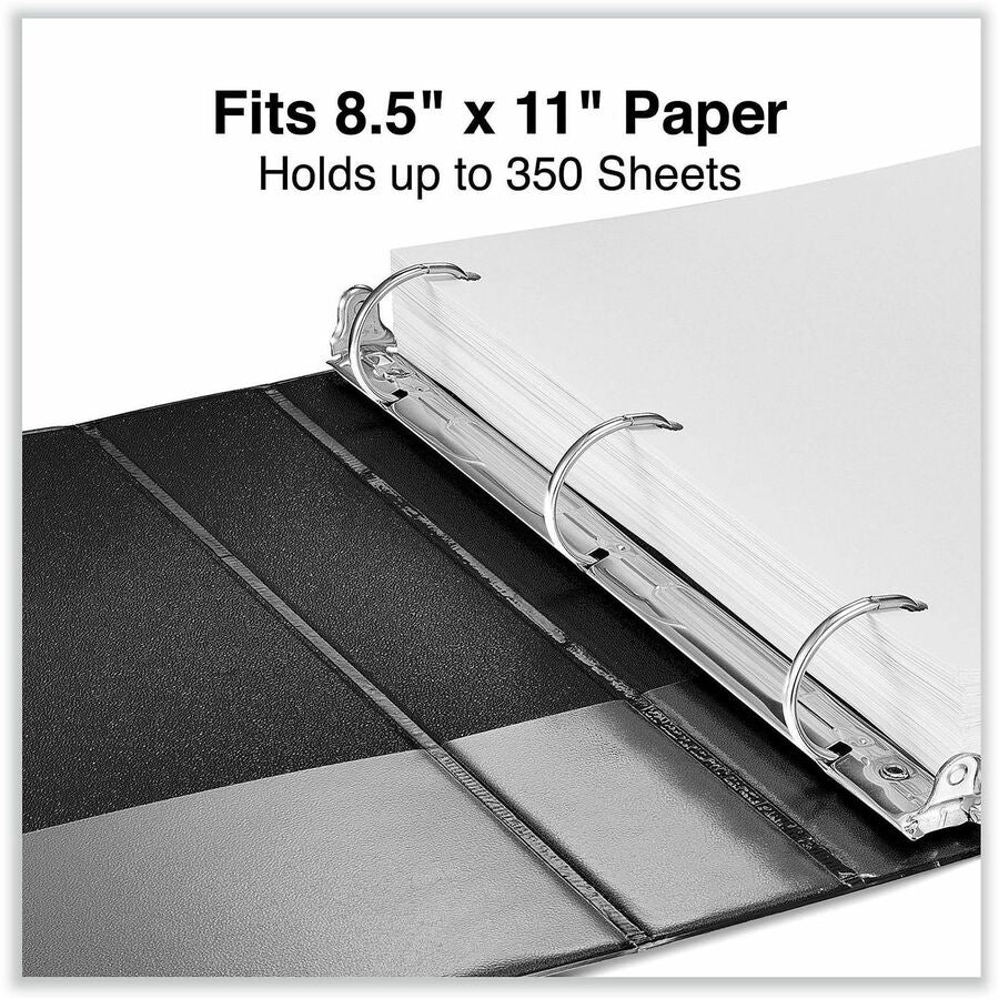 Universal Slant D-Ring View Binder, 3 Rings, 1.5" Capacity, 11 x 8.5, Black - 1 1/2" Binder Capacity - Letter - 8 1/2" x 11" Sheet Size - 375 Sheet Capacity - 3 Ring(s) - Fastener(s): Ring - Pocket(s): 2, Inside Front & Back - Polypropylene - Black - N...