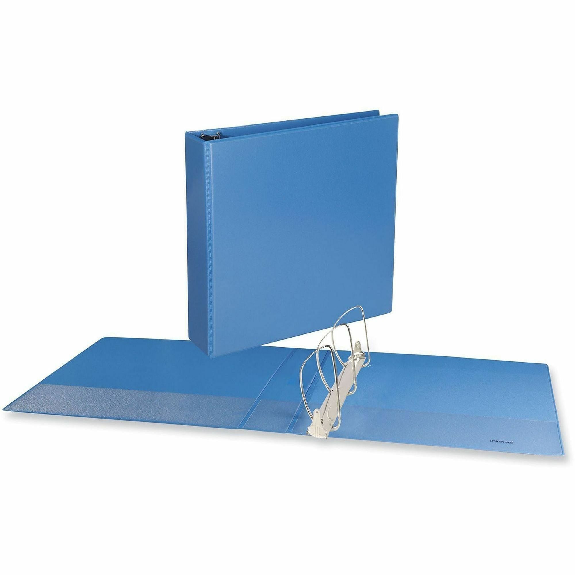 Universal Slant D-Ring View Binder, 3 Rings, 2" Capacity, 11 x 8.5, Light Blue - 2" Binder Capacity - Letter - 8 1/2" x 11" Sheet Size - 480 Sheet Capacity - 3 Ring(s) - Fastener(s): Ring - Pocket(s): 2, Inside Front & Back - Polypropylene - Light Blue...
