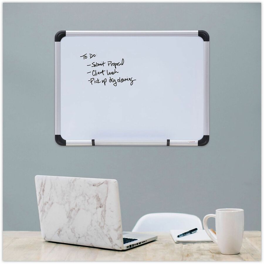 Universal Dry Erase Board - 24" (2 ft) Width x 18" (1.5 ft) Height - White Steel Surface - Satin Aluminum Frame - Magnetic - 1 Each