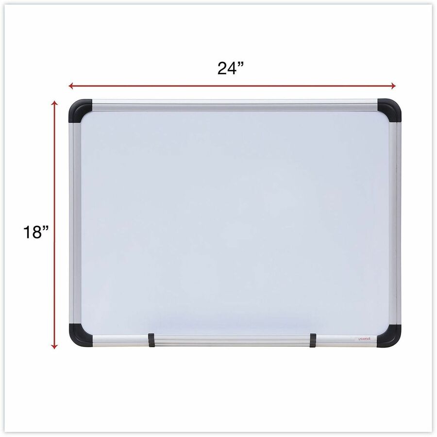 Universal Dry Erase Board - 24" (2 ft) Width x 18" (1.5 ft) Height - White Steel Surface - Satin Aluminum Frame - Magnetic - 1 Each