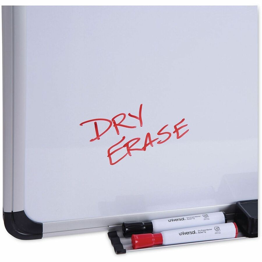 Universal Dry Erase Board - 72" (6 ft) Width x 48" (4 ft) Height - White Steel Surface - Satin Aluminum Frame - Magnetic - 1 Each
