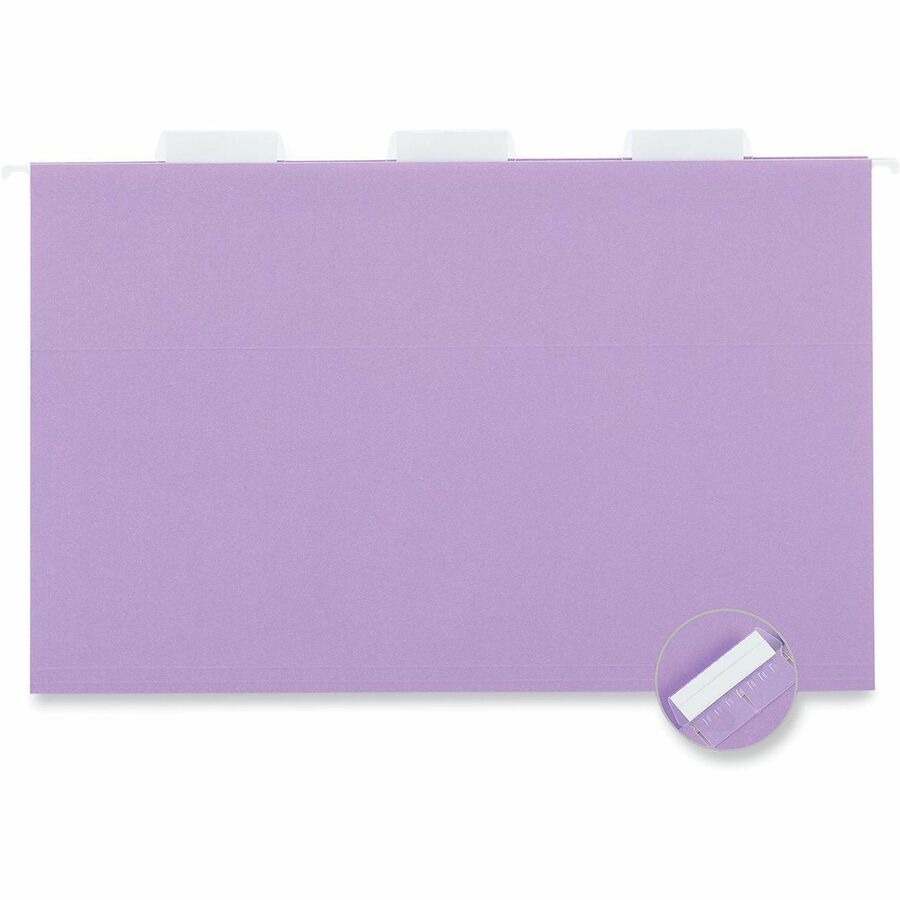 Universal 1/5 Tab Cut Legal Hanging Folder - 8 1/2" x 14" - Assorted Tab Position - 11 pt. - Stock - Violet - 25 Box