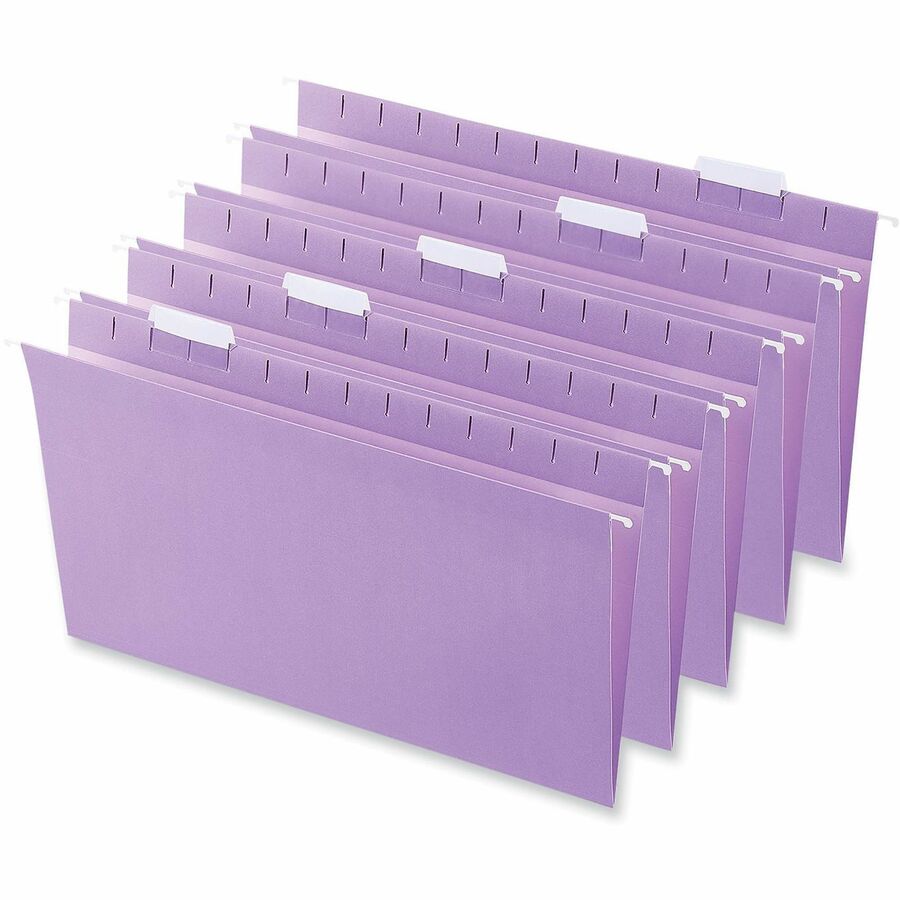 Universal 1/5 Tab Cut Legal Hanging Folder - 8 1/2" x 14" - Assorted Tab Position - 11 pt. - Stock - Violet - 25 Box