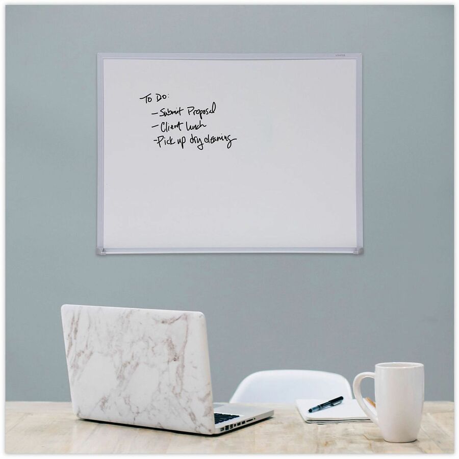 Universal Dry Erase Board - 24" (2 ft) Width x 18" (1.5 ft) Height - White Melamine Surface - Anodized Aluminum Frame - 1 Each