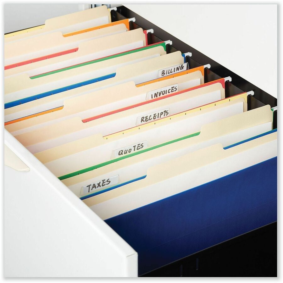 Universal 1/5 Tab Cut Letter Top Tab File Folder - 8 1/2" x 11" - 3/4" Expansion - Assorted Tab Position - 11 pt. - Manila - 100 Box