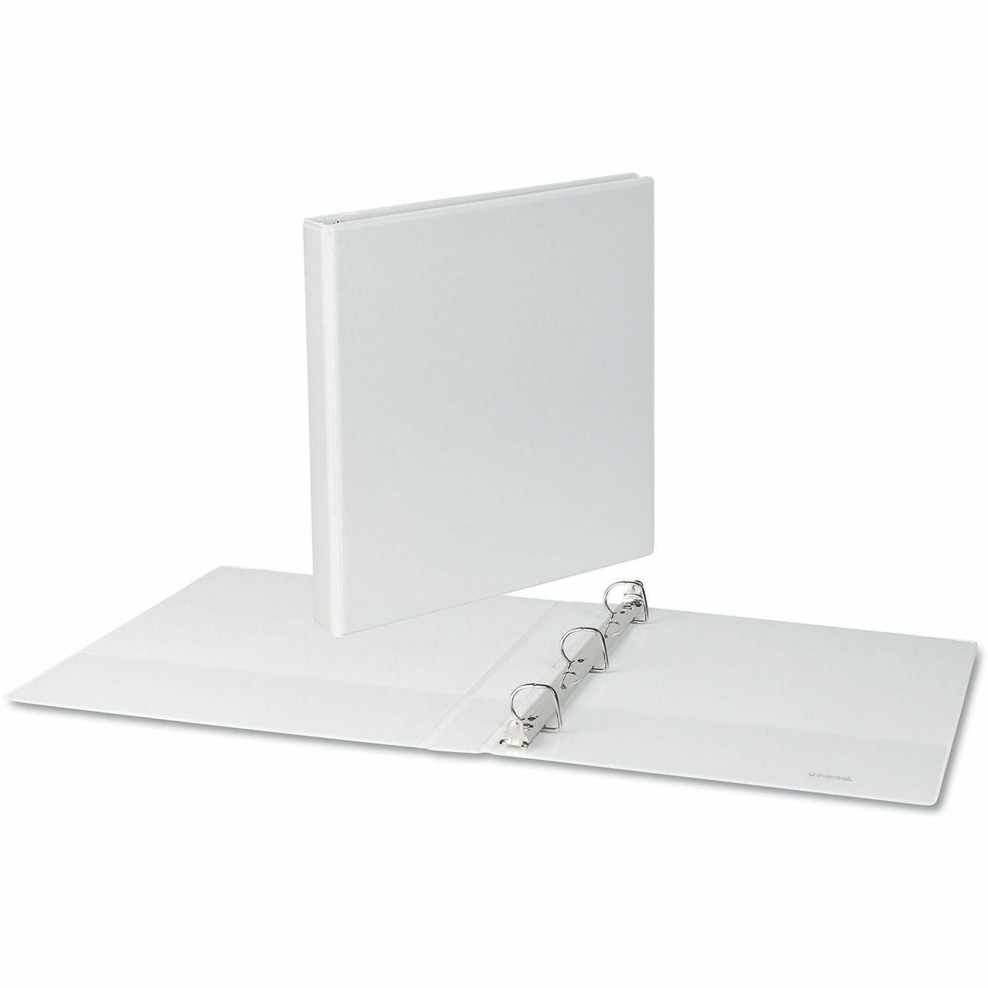 Universal Slant D-Ring View Binder, 3 Rings, 1" Capacity, 11 x 8.5, White - 1" Binder Capacity - Letter - 8 1/2" x 11" Sheet Size - 220 Sheet Capacity - 3 Ring(s) - Fastener(s): Ring - Pocket(s): 2, Inside Front & Back - Polypropylene - White - Non-sti...