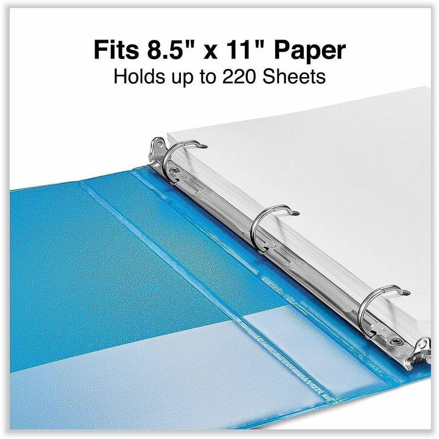 Universal Slant D-Ring View Binder, 3 Rings, 1" Capacity, 11 x 8.5, Light Blue - 1" Binder Capacity - Letter - 8 1/2" x 11" Sheet Size - 220 Sheet Capacity - 3 Ring(s) - Fastener(s): Ring - Pocket(s): 2, Inside Front & Back - Polypropylene - Light Blue...
