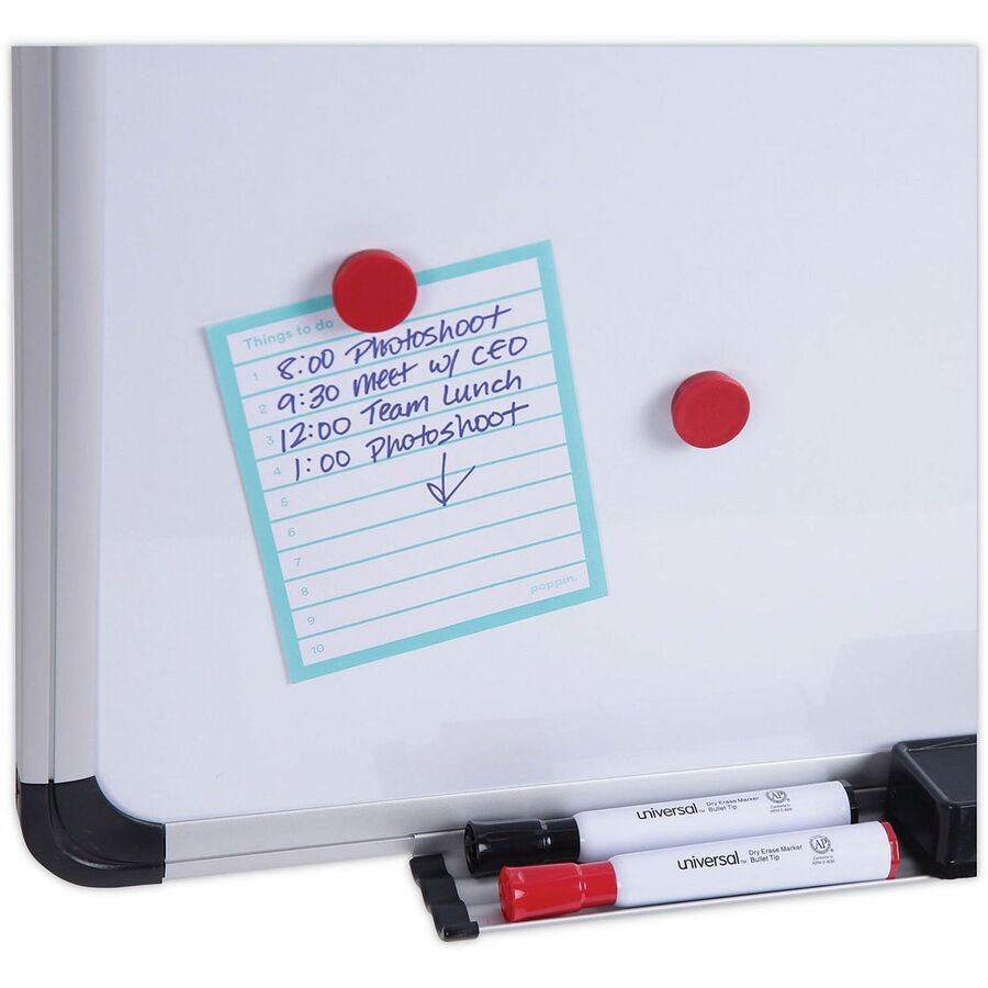 Universal Dry Erase/Bulletin Board - 24" (2 ft) Width x 18" (1.5 ft) Height - Tan Cork/Melamine Surface - Black Aluminum, Satin Frame - Magnetic - 1 Each