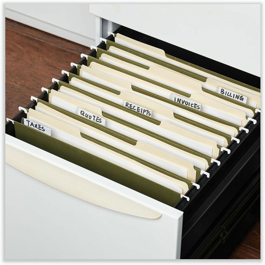 Universal 1/5 Tab Cut Legal Hanging Folder - 8 1/2" x 14" - 1" Expansion - Assorted Tab Position - 11 pt. - Stock - Standard Green - 25 Box
