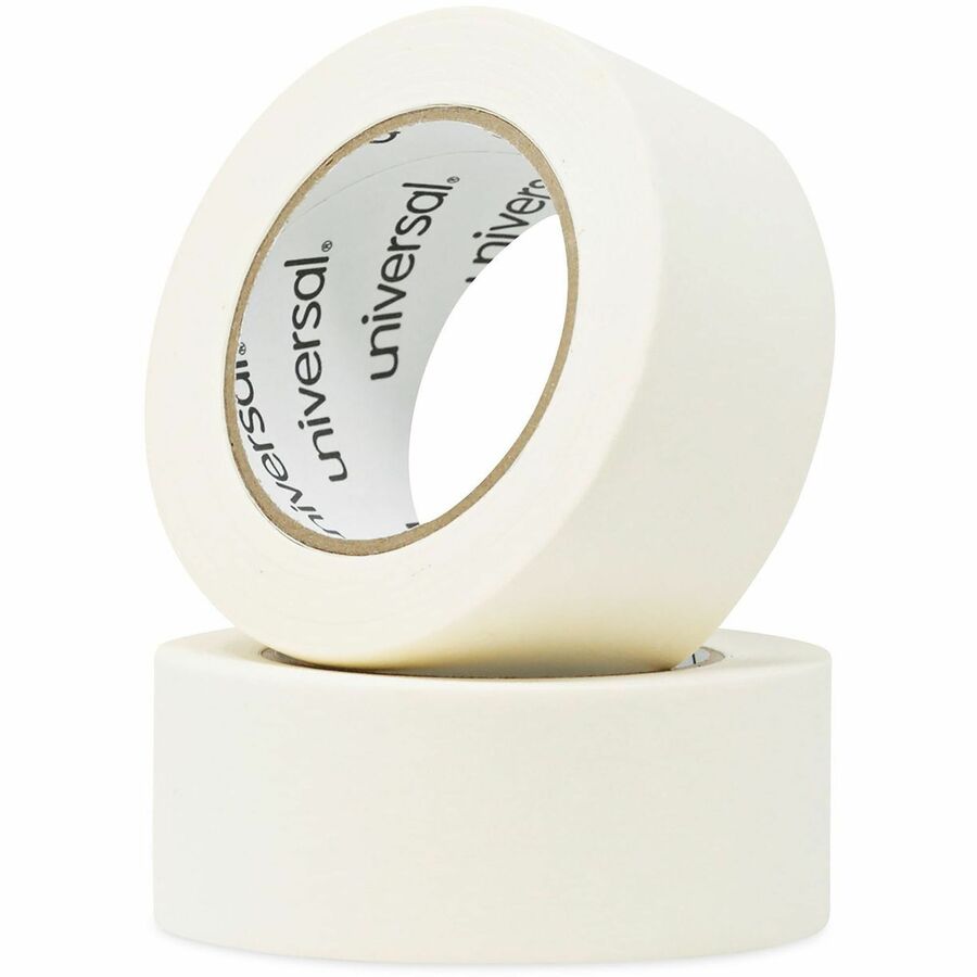 Universal General-Purpose Masking Tape, 3" Core, 48 mm x 54.8 m, Beige, 2/Pack - 59.93 yd Length x 1.89" Width x 5.5 mil Thickness - 3" Core - Beige - Natural Rubber - Crepe Paper Backing - 2 / Pack