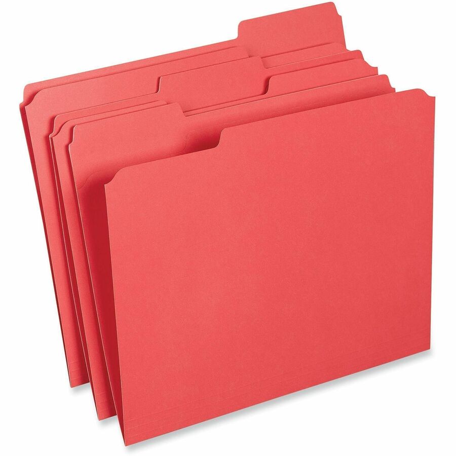 Universal 1/3 Tab Cut Letter Top Tab File Folder - 8 1/2" x 11" - 1" Expansion - Assorted Tab Position - 11 pt. - Stock - 100 Box