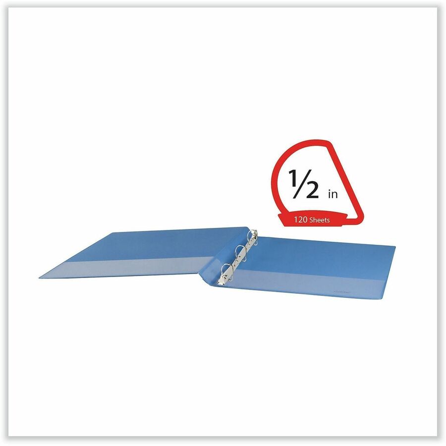 Universal Slant D-Ring View Binder, 3 Rings, 0.5" Capacity, 11 x 8.5, Light Blue - 1/2" Binder Capacity - Letter - 8 1/2" x 11" Sheet Size - 120 Sheet Capacity - 3 Ring(s) - Fastener(s): Ring - Pocket(s): 2, Inside Front & Back - Polypropylene - Light ...