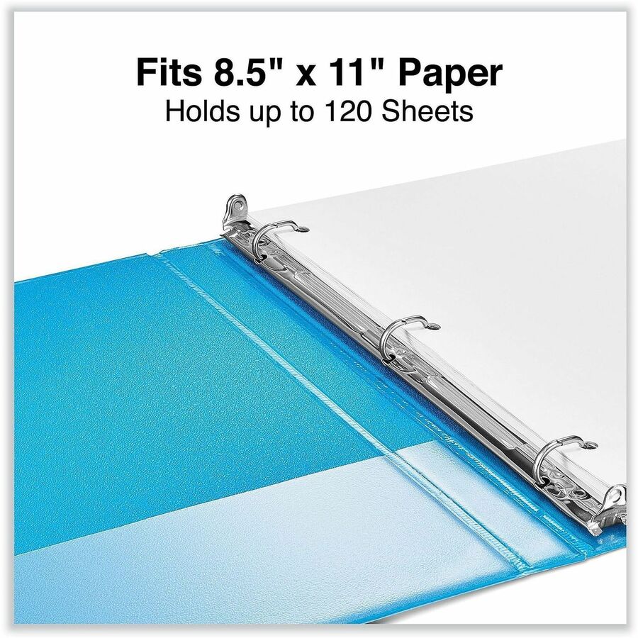 Universal Slant D-Ring View Binder, 3 Rings, 0.5" Capacity, 11 x 8.5, Light Blue - 1/2" Binder Capacity - Letter - 8 1/2" x 11" Sheet Size - 120 Sheet Capacity - 3 Ring(s) - Fastener(s): Ring - Pocket(s): 2, Inside Front & Back - Polypropylene - Light ...