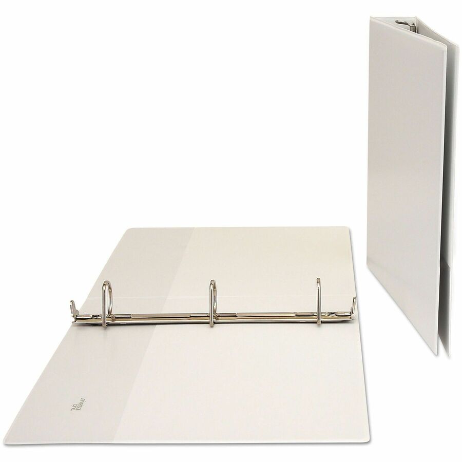 Universal Slant D-Ring View Binder, 3 Rings, 1.5" Capacity, 11 x 8.5, White - 1 1/2" Binder Capacity - Letter - 8 1/2" x 11" Sheet Size - 375 Sheet Capacity - 3 Ring(s) - Fastener(s): Ring - Pocket(s): 2, Inside Front & Back - Polypropylene - White - N...