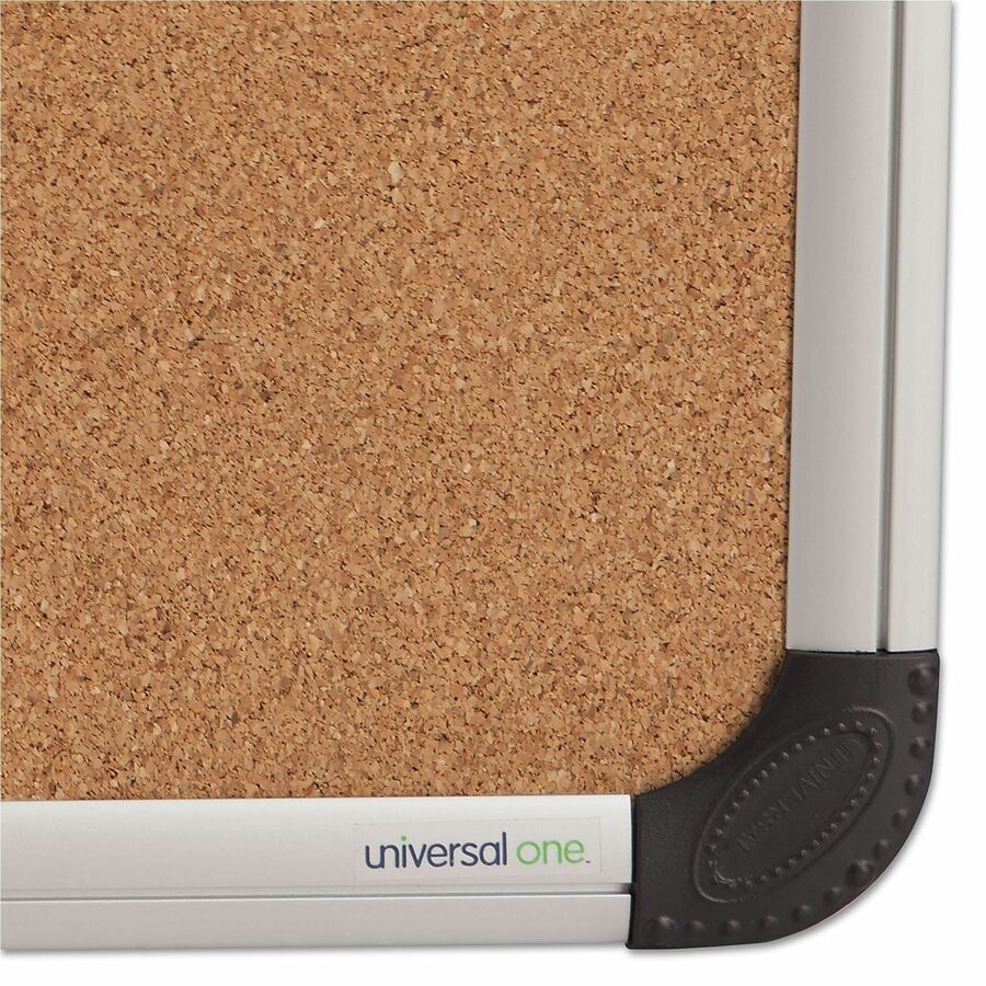Universal Bulletin Board - 18" Board Height x 24" Board Width - Tan Cork Surface - Self-healing - Satin Aluminum Frame - 1 Each