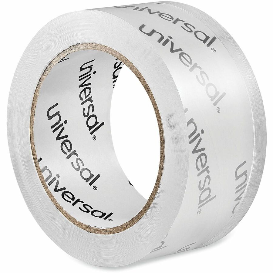 Universal Heavy-Duty Acrylic Box Sealing Tape, 3" Core, 1.88" x 54.6 yds, Clear, 6/Pack - 54.60 yd Length x 1.88" Width x 3 mil Thickness - 3" Core - Clear - Acrylic - Plastic Backing - 6 / Pack