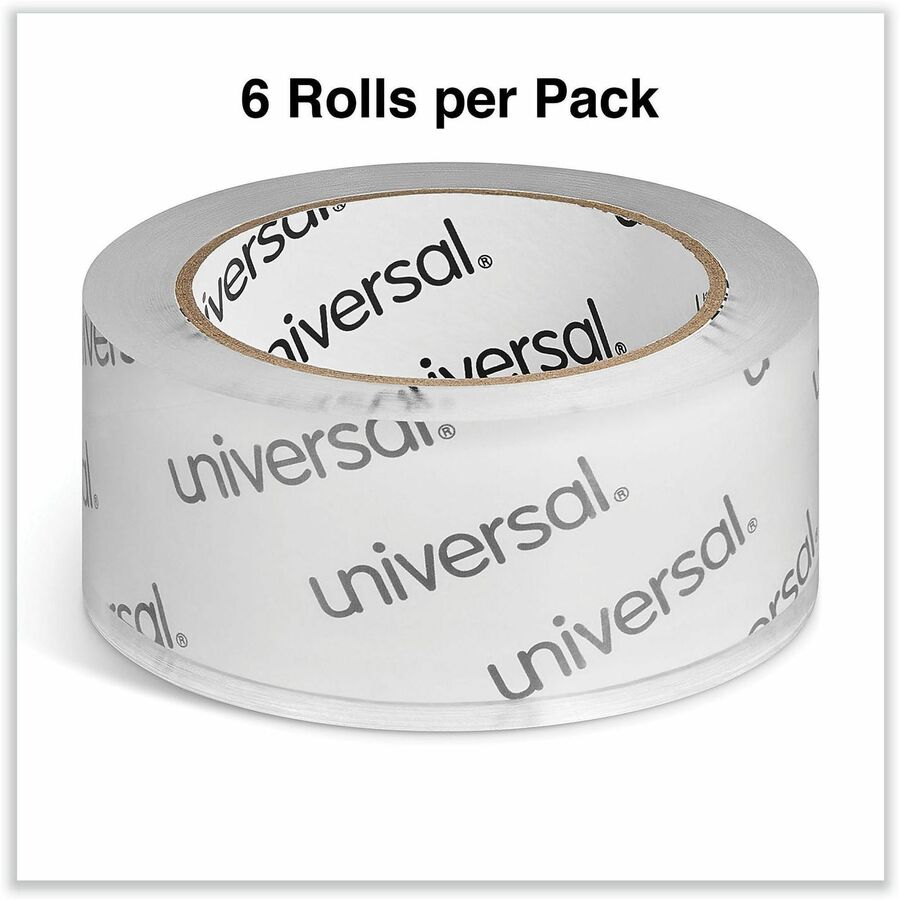 Universal Heavy-Duty Acrylic Box Sealing Tape, 3" Core, 1.88" x 54.6 yds, Clear, 6/Pack - 54.60 yd Length x 1.88" Width x 3 mil Thickness - 3" Core - Clear - Acrylic - Plastic Backing - 6 / Pack