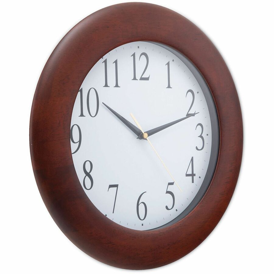 Universal Wall Clock - Analog - Quartz - White Main Dial - Cherry Case - Wood