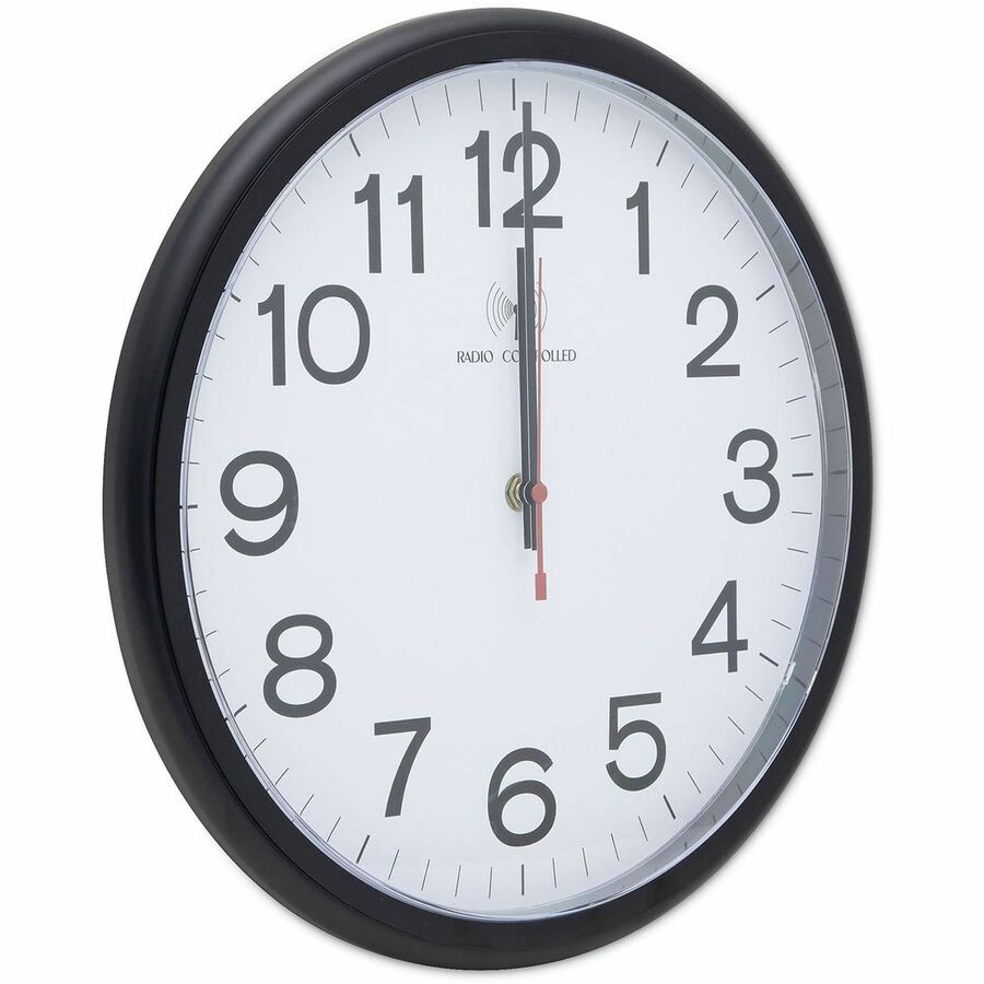 Universal Wall Clock - Analog - Atomic - White Main Dial - Black Case - Plastic