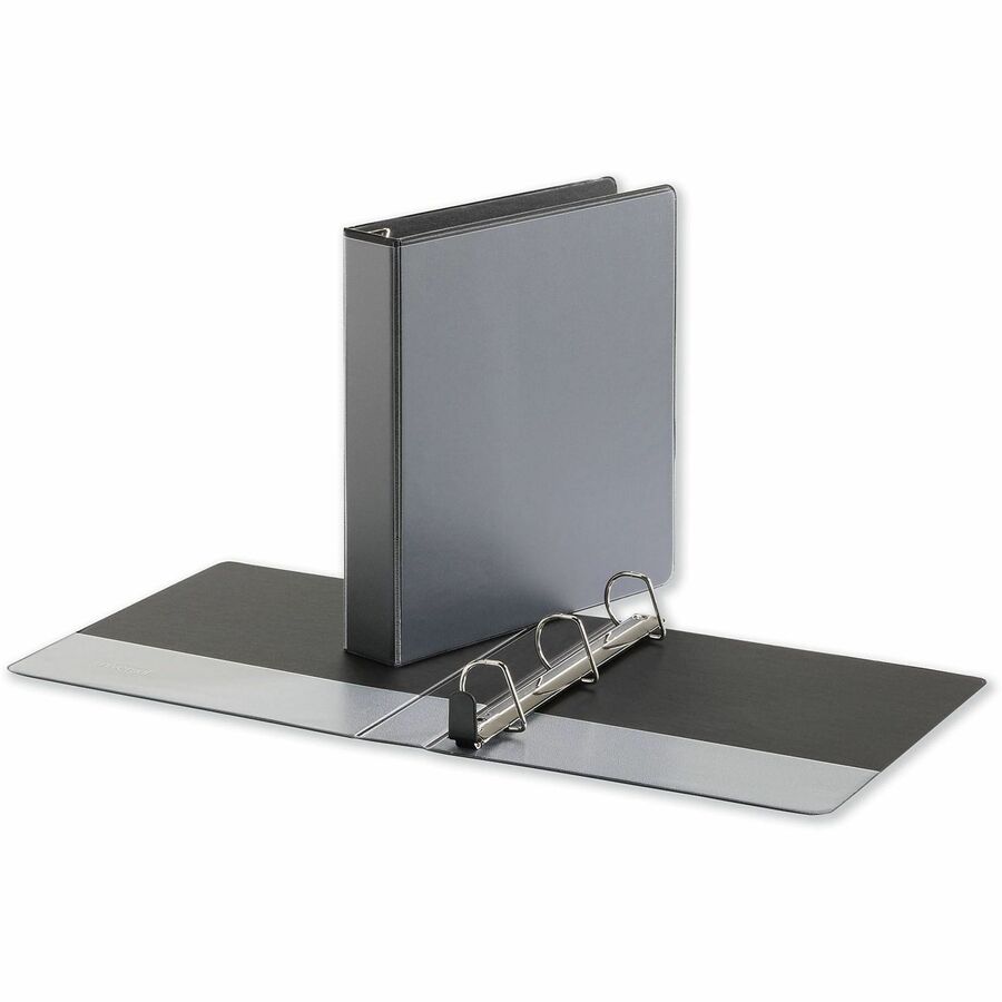 Universal Deluxe Easy-to-Open D-Ring View Binder, 3 Rings, 1.5" Capacity, 11 x 8.5, Black - 1 1/2" Binder Capacity - Letter - 8 1/2" x 11" Sheet Size - 400 Sheet Capacity - 3 Ring(s) - Fastener(s): Ring - Pocket(s): 2, Inside Front & Back - Polypropyle...