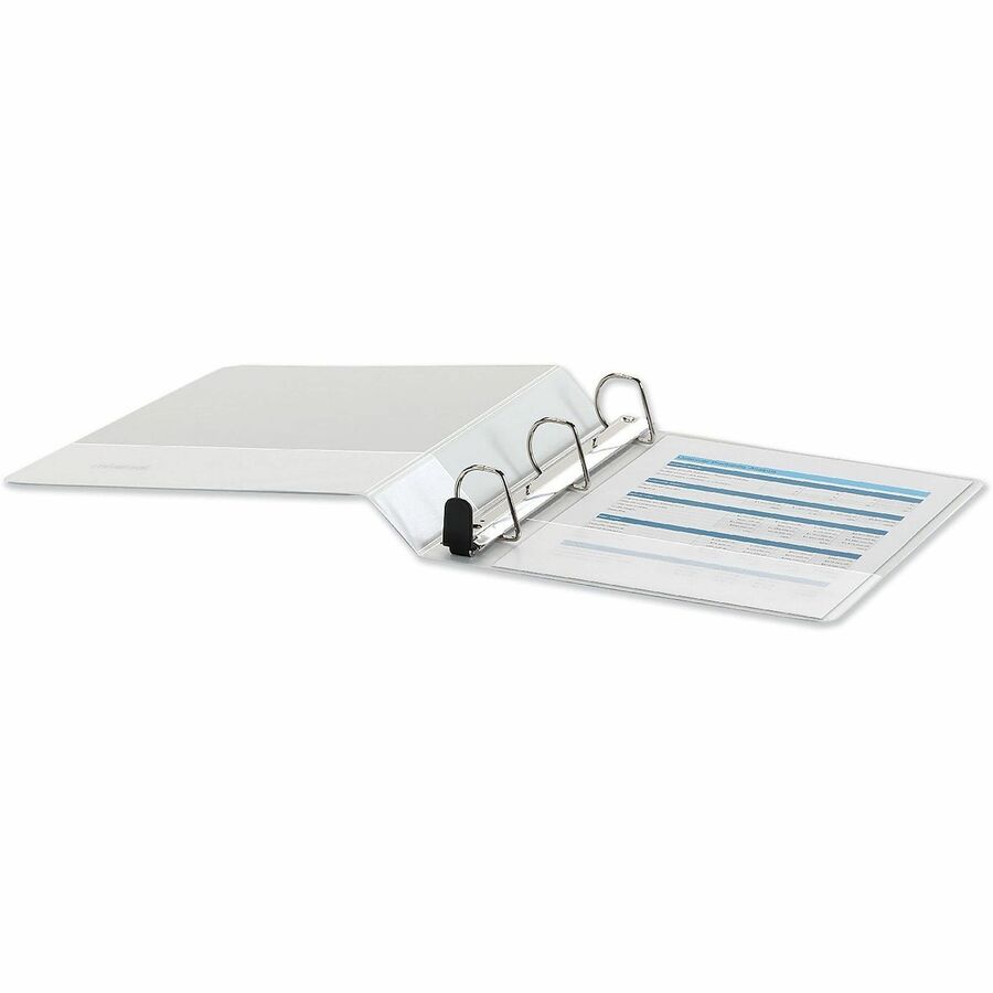 Universal Deluxe Easy-to-Open D-Ring View Binder, 3 Rings, 1.5" Capacity, 11 x 8.5, White - 1 1/2" Binder Capacity - Letter - 8 1/2" x 11" Sheet Size - 400 Sheet Capacity - 3 Ring(s) - Fastener(s): Ring - Pocket(s): 2, Inside Front & Back - Polypropyle...