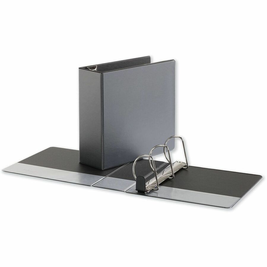 Universal Deluxe Easy-to-Open D-Ring View Binder, 3 Rings, 4" Capacity, 11 x 8.5, Black - 4" Binder Capacity - Letter - 8 1/2" x 11" Sheet Size - 880 Sheet Capacity - 3 Ring(s) - Fastener(s): Ring - Pocket(s): 2, Inside Front & Back - Polypropylene - B...