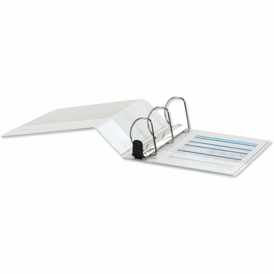 Universal Deluxe Easy-to-Open D-Ring View Binder, 3 Rings, 4" Capacity, 11 x 8.5, White - 4" Binder Capacity - Letter - 8 1/2" x 11" Sheet Size - 880 Sheet Capacity - 3 Ring(s) - Fastener(s): Ring - Pocket(s): 2, Inside Front & Back - Polypropylene - W...