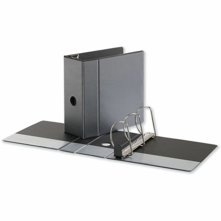 Universal Deluxe Easy-to-Open D-Ring View Binder, 3 Rings, 5" Capacity, 11 x 8.5, Black - 5" Binder Capacity - Letter - 8 1/2" x 11" Sheet Size - 1050 Sheet Capacity - 3 Ring(s) - Fastener(s): Ring - Pocket(s): 2, Inside Front & Back - Polypropylene - ...