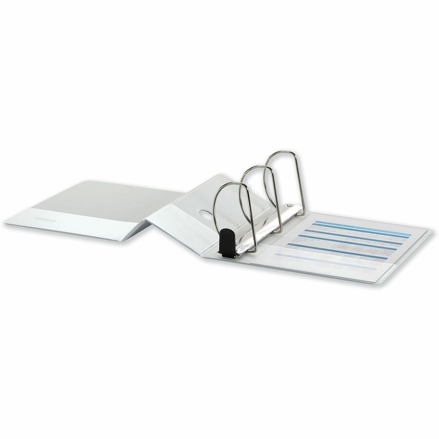 Universal Deluxe Easy-to-Open D-Ring View Binder, 3 Rings, 5" Capacity, 11 x 8.5, White - 5" Binder Capacity - Letter - 8 1/2" x 11" Sheet Size - 1050 Sheet Capacity - 3 Ring(s) - Fastener(s): Ring - Pocket(s): 2, Inside Front & Back - Polypropylene - ...