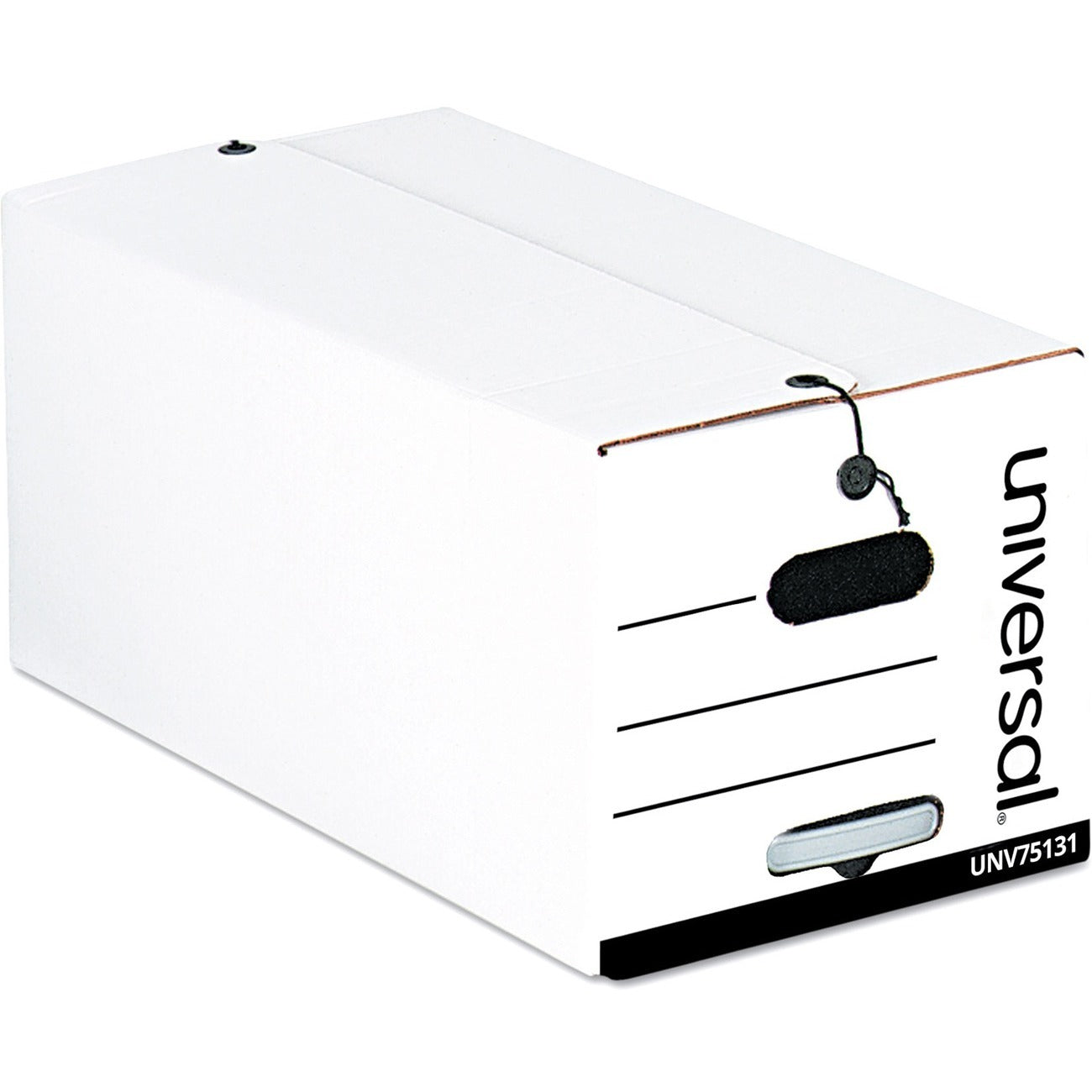 Universal Deluxe Quick Set-up String-and-Button Boxes, Legal Files, White, 12/Carton - Internal Dimensions: 15" Width x 24" Depth x 10" Height - Media Size Supported: Legal - Flap, String/Button Closure - Medium Duty - Stackable - Corrugated Fiberboard...