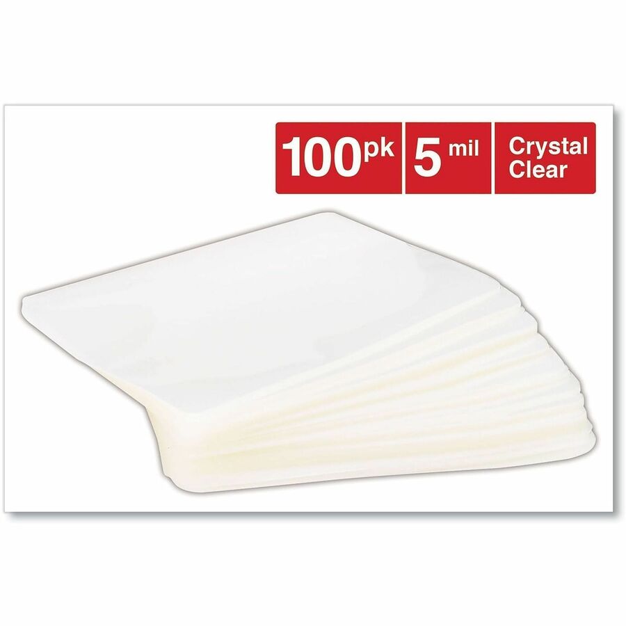 Universal Laminating Pouch - Laminating Pouch/Sheet Size: 6.50" Width x 5 mil Thickness - Crystal - for Document, Sign, ID Card, Photo, Tag, Index Card - Temperature Resistant, Liquid Resistant - Clear - Plastic - 100 / Box