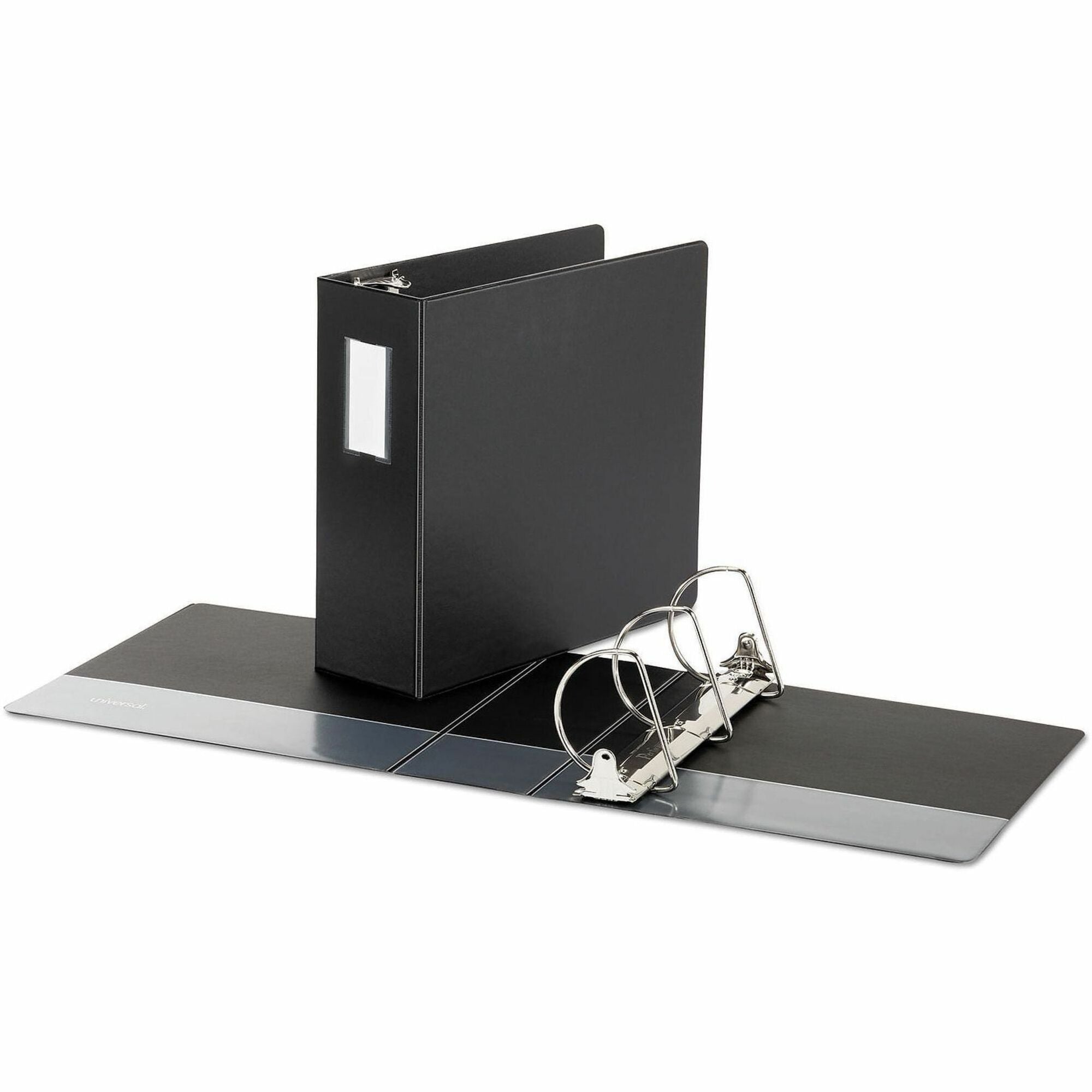 Universal Ring Binder - 4" Binder Capacity - Letter - 8 1/2" x 11" Sheet Size - 775 Sheet Capacity - 3 Ring(s) - Fastener(s): Ring - Pocket(s): 2, Inside Front & Back - Polypropylene - Black - Non-stick - 1 Each