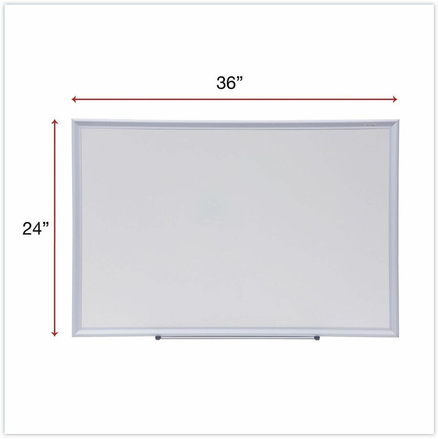 Universal Deluxe Melamine Dry Erase Board, 36" x 24" , White Surface, Satin Aluminum Frame - 36" (3 ft) Width x 24" (2 ft) Height - White Melamine Surface - Satin Aluminum Frame - 1 Each