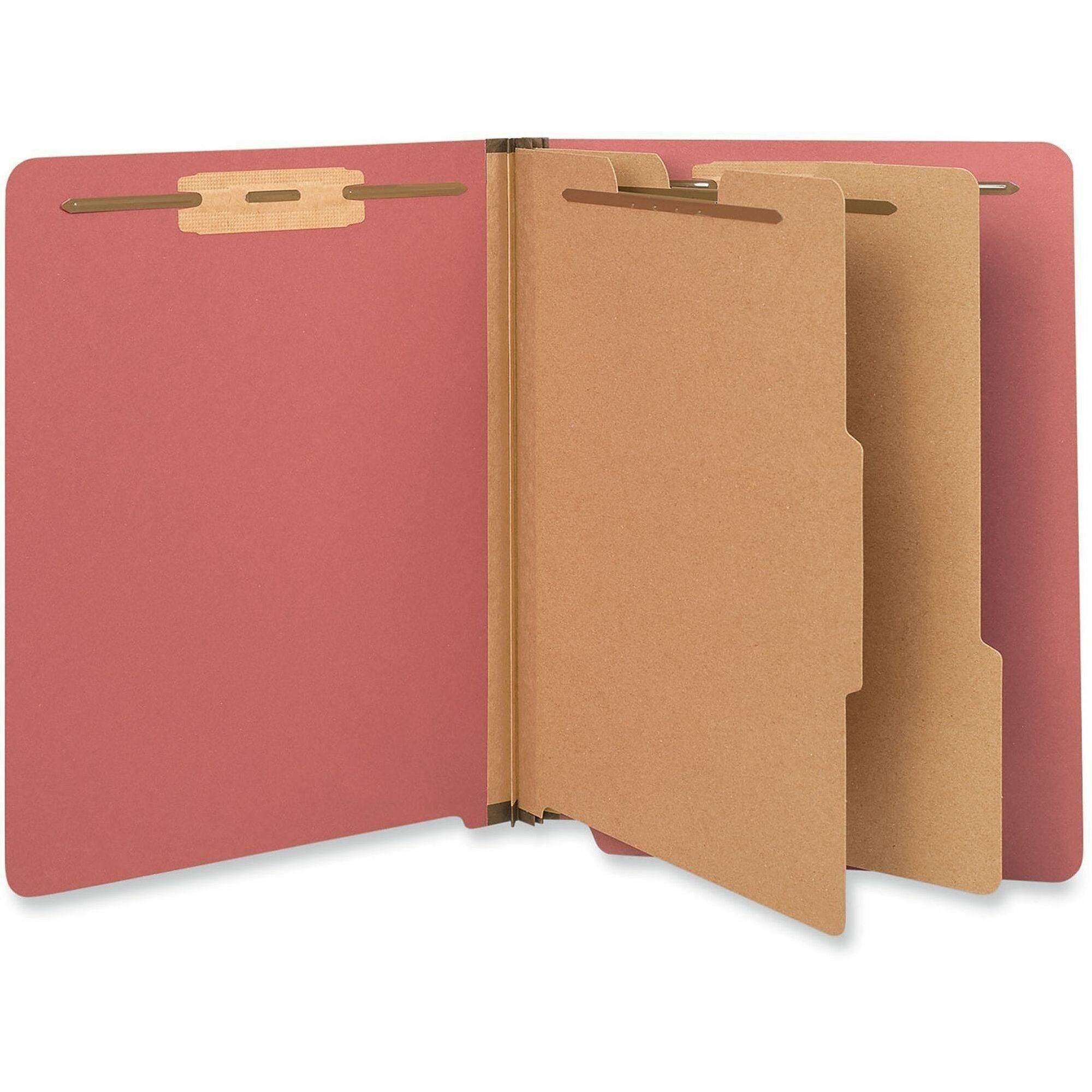 Universal Straight Tab Cut Letter Classification Folder - 8 1/2" x 11" - 2" Expansion - 6 Fastener(s) - 2" Fastener Capacity - End Tab Location - 2 Divider(s) - Bright Red - 10 Box