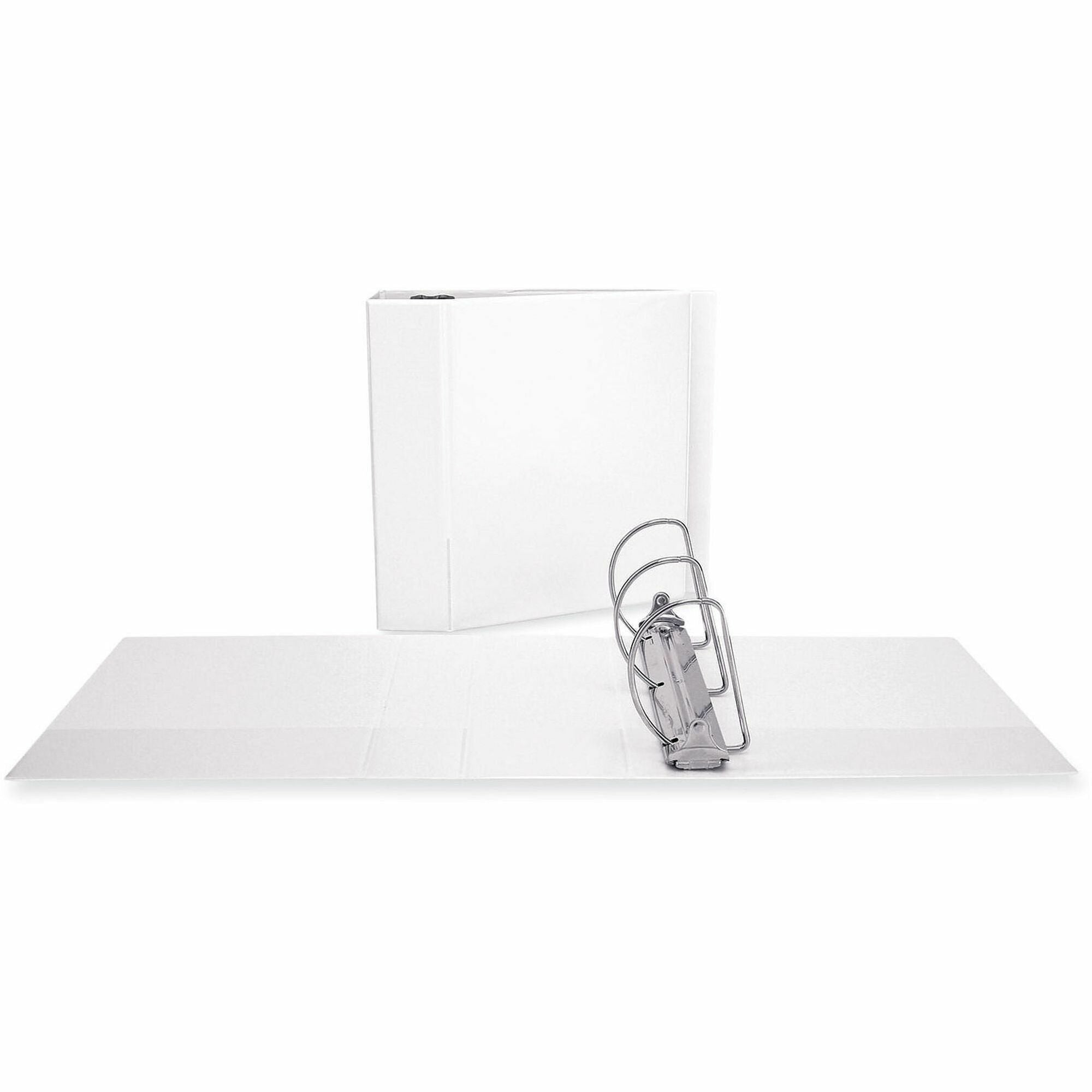 Universal Slant D-Ring View Binder, 3 Rings, 5" Capacity, 11 x 8.5, White - 5" Binder Capacity - Letter - 8 1/2" x 11" Sheet Size - 950 Sheet Capacity - 3 Ring(s) - Fastener(s): Ring - Pocket(s): 2, Inside Front & Back - Polypropylene - White - Non-sti...