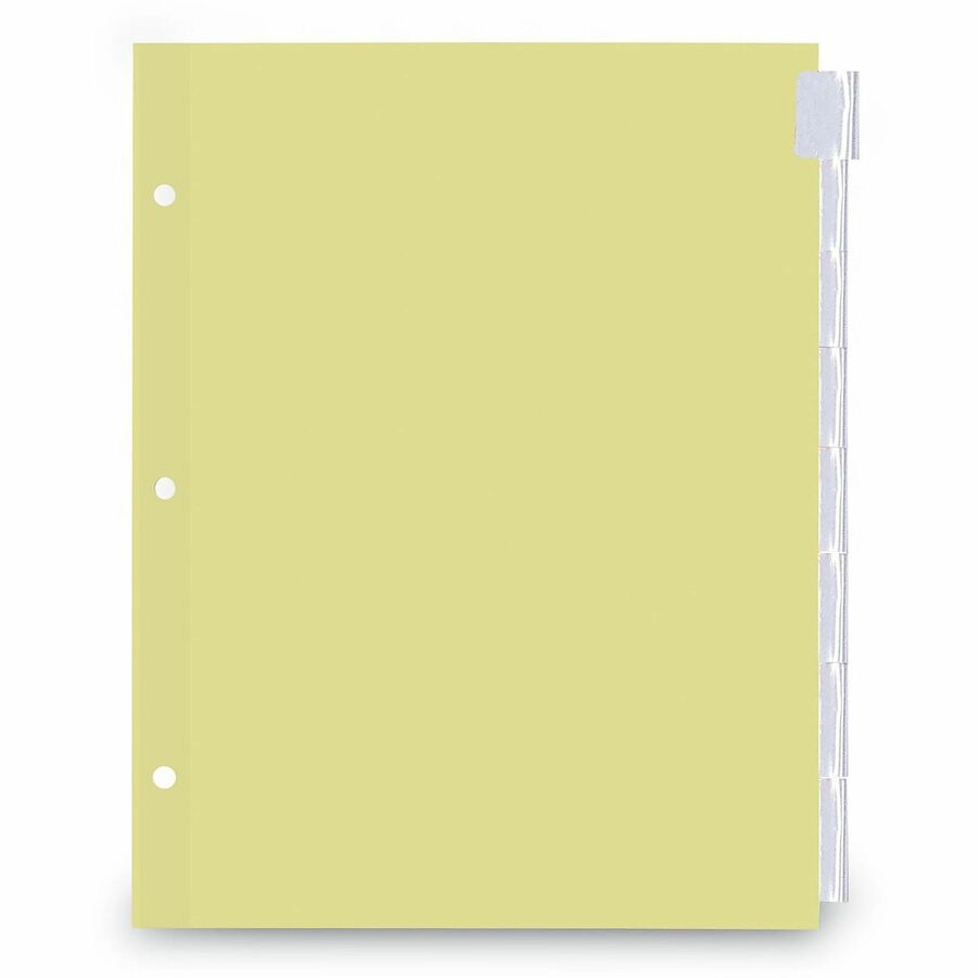Universal Insertable Tab Index, 8-Tab, 11 x 8.5, Buff, Clear Tabs, 6 Sets - 8 Write-on Side Tab(s) - Letter - 8.50" Width x 11" Length - 3 Hole Punched - Buff Paper Divider - Clear Plastic Tab(s) - Recycled - Customizable, Mylar Reinforced Edge - 6 / Set