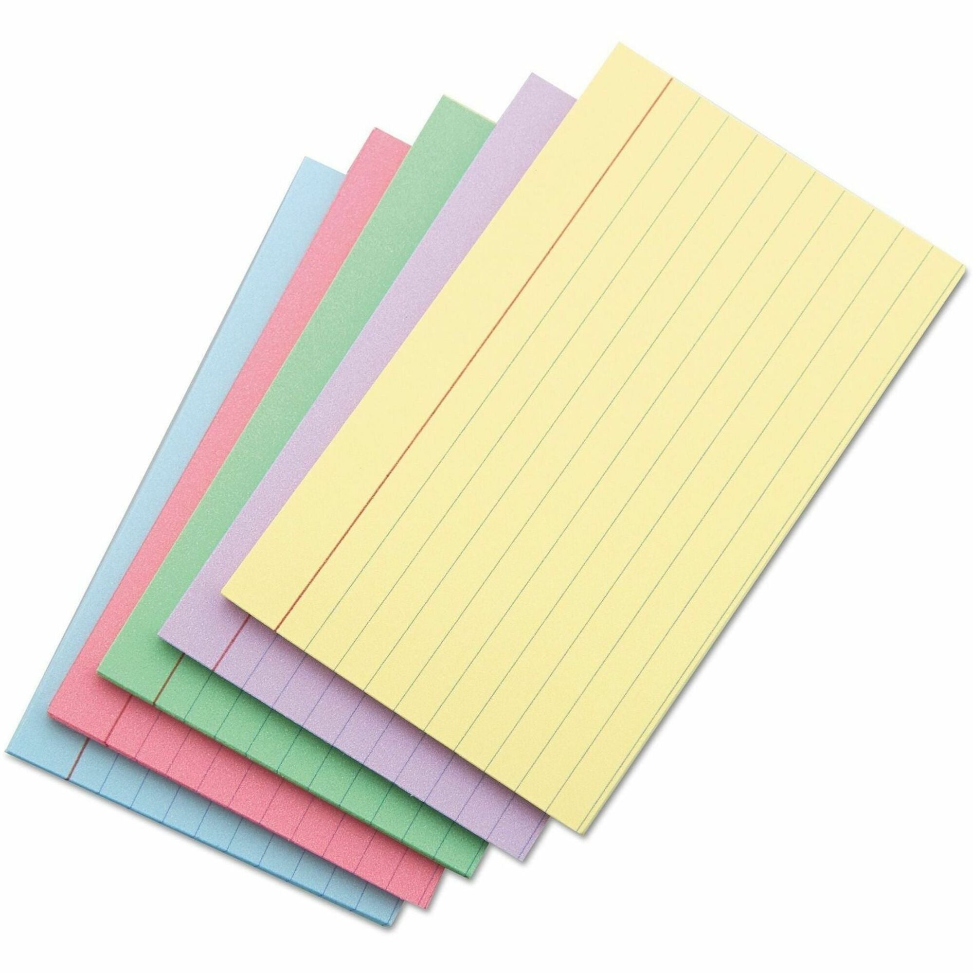 Universal Index Cards, Ruled, 5 x 8, Assorted, 100/Pack - 5" Width x 8" LengthRecycled - Ruled - 100 / Pack