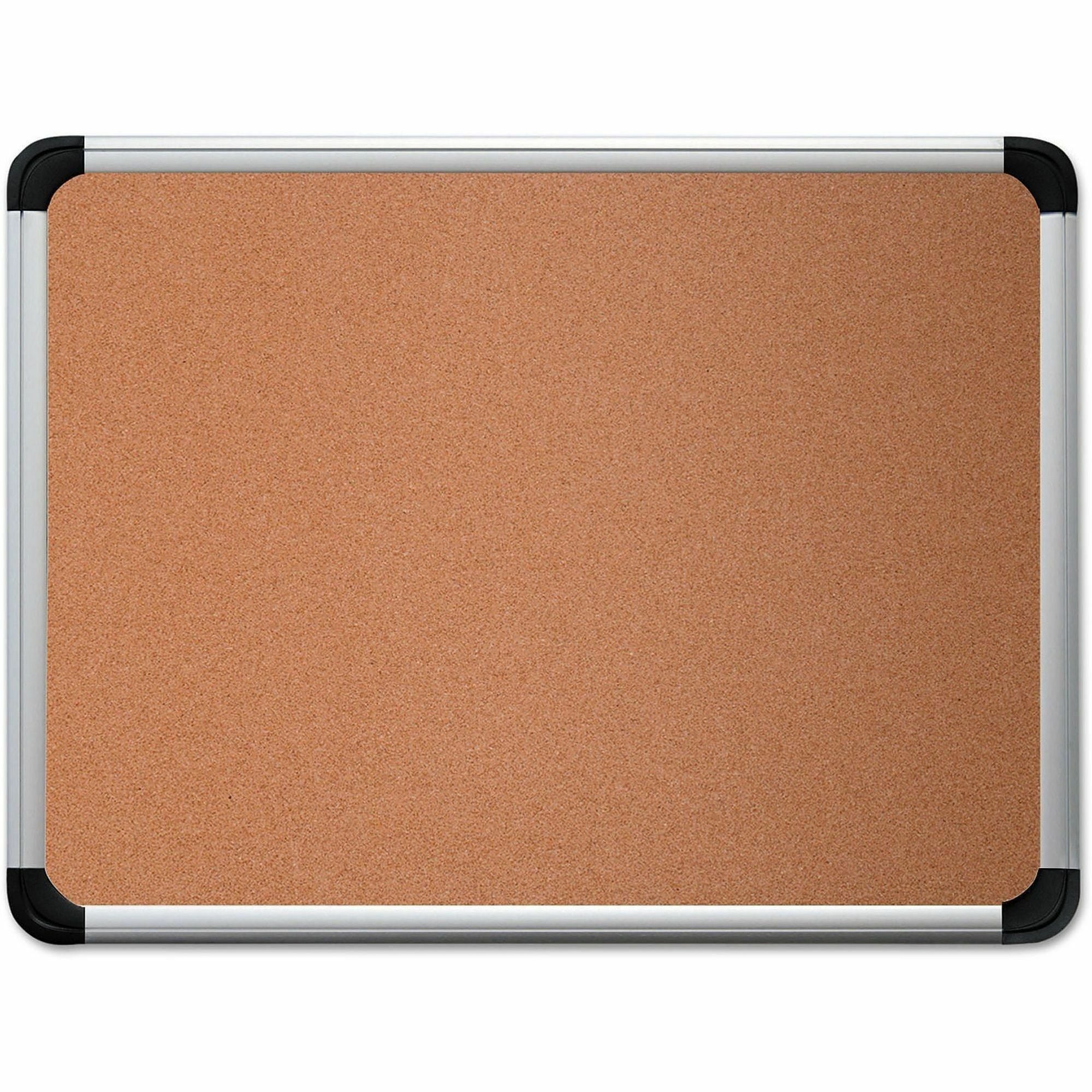 Universal Bulletin Board - 24" Board Height x 36" Board Width - Tan Cork Surface - Self-healing - Satin Aluminum Frame - 1 Each