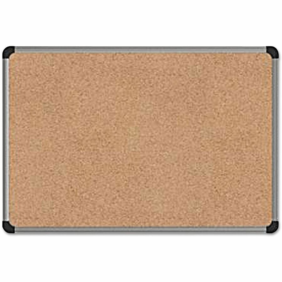Universal Bulletin Board - 24" Board Height x 36" Board Width - Tan Cork Surface - Self-healing - Satin Aluminum Frame - 1 Each