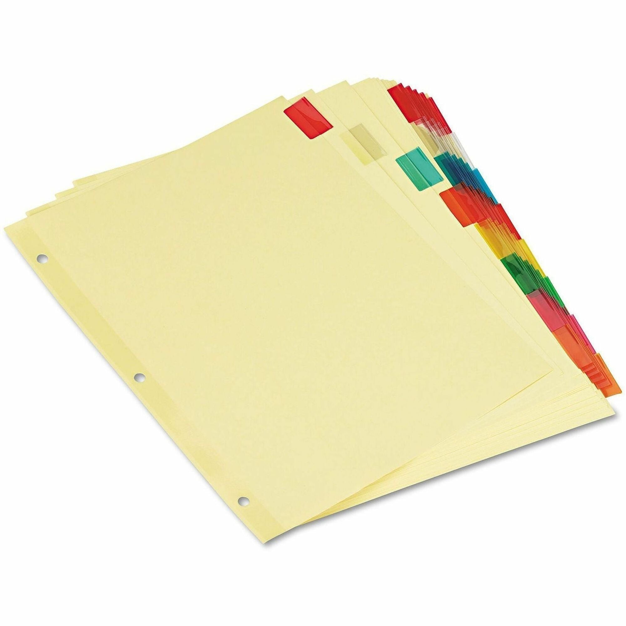 Universal Insertable Tab Index, 8-Tab, 11 x 8.5, Buff, Assorted Tabs, 6 Sets - 8 Write-on Side Tab(s) - Letter - 8.50" Width x 11" Length - 3 Hole Punched - Buff Paper Divider - Assorted Plastic Tab(s) - Recycled - Customizable, Mylar Reinforced Edge -...