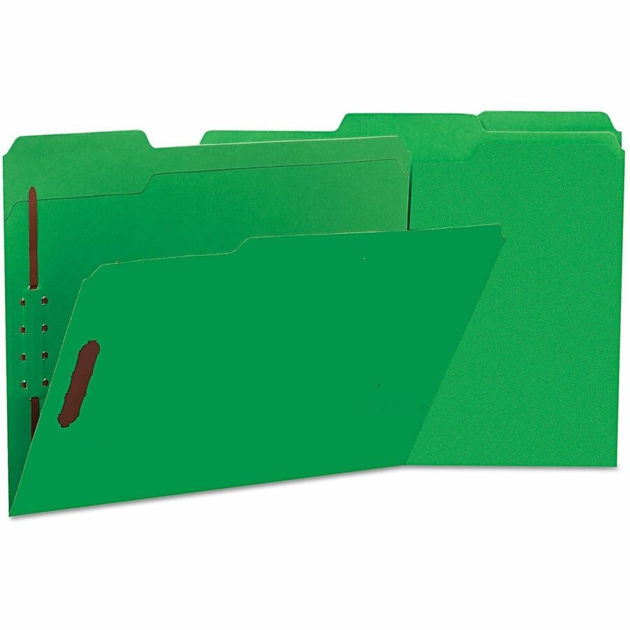 Universal 1/3 Tab Cut Letter Classification Folder - 8 1/2" x 11" - 3/4" Expansion - 2 Fastener(s) - 2" Fastener Capacity - Top Tab Location - Assorted Tab Position - Green - 50 Box