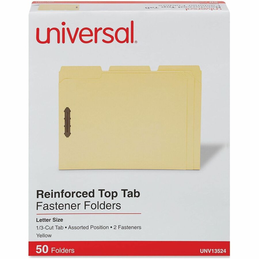 Universal 1/3 Tab Cut Letter Classification Folder - 8 1/2" x 11" - 3/4" Expansion - 2 Fastener(s) - 2" Fastener Capacity - Top Tab Location - Assorted Tab Position - Yellow - 50 Box