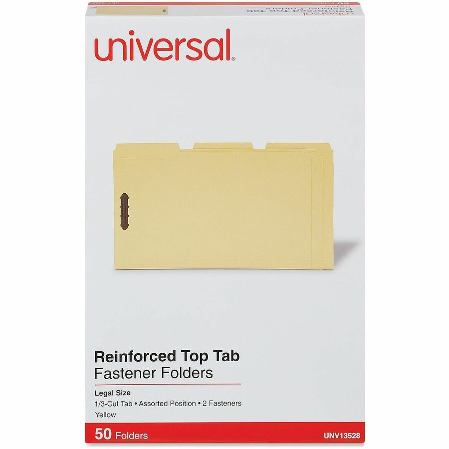 Universal 1/3 Tab Cut Legal Classification Folder - 8 1/2" x 14" - 3/4" Expansion - 2 Fastener(s) - 2" Fastener Capacity - Top Tab Location - Assorted Tab Position - Yellow - 50 Box