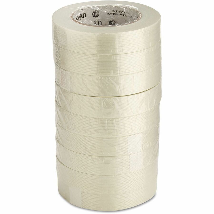 Universal 190# Medium Grade Filament Tape, 3" Core, 24 mm x 54.8 m, Clear - 59.93 yd Length x 0.94" Width x 6.2 mil Thickness - 3" Core - Clear - Synthetic Rubber - Plastic Backing - 1 Roll