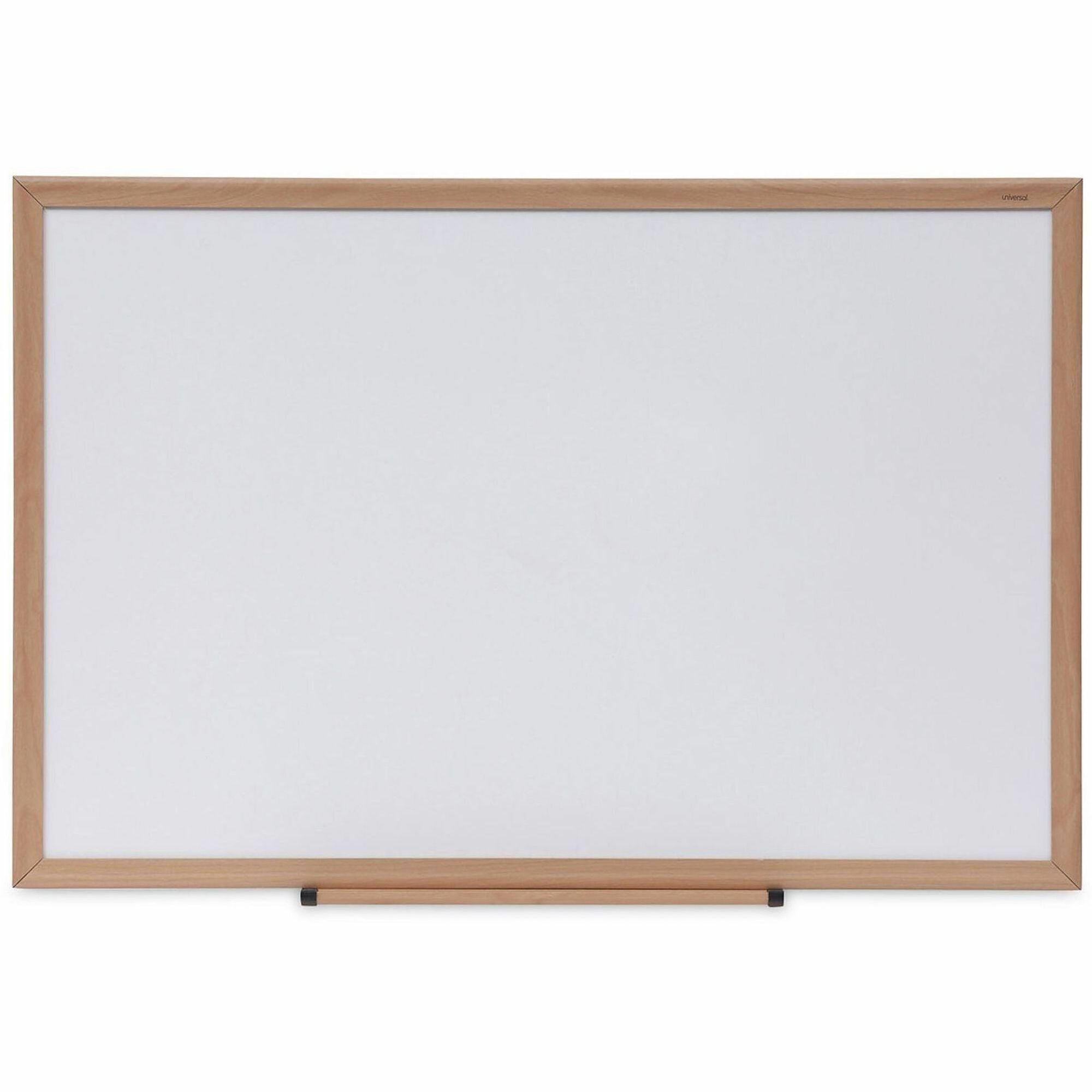 Universal Dry Erase Board - 36" (3 ft) Width x 24" (2 ft) Height - White Melamine Surface - Oak Medium Density Fiber (MDF) Frame - 1 Each